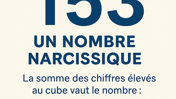 Nombre narcissique : tel que 153=1^3+5^3+3^3